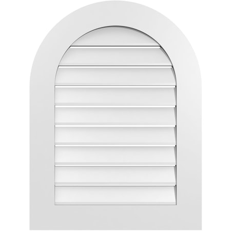 Ekena Millwork Round Top Surface Mount PVC Gable Vent: Functional, w/ 3-1/2"W x 1"P Standard Frame, 24"W x 32"H GVPRT24X3201SF